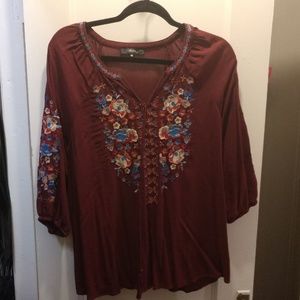⭐BOGO⭐Burgundy Floral Top